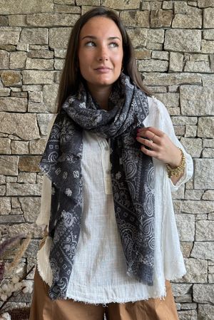 Lucky Bandana Scarf Charcoal 